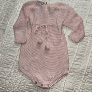 Mi Lucero Pastel Pink Sweater Knit Long Sleeve Bubble